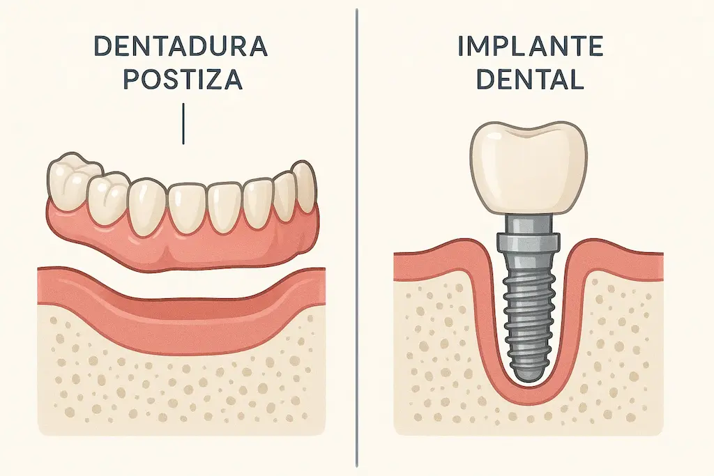 dentadura postiza vs implantes dentales